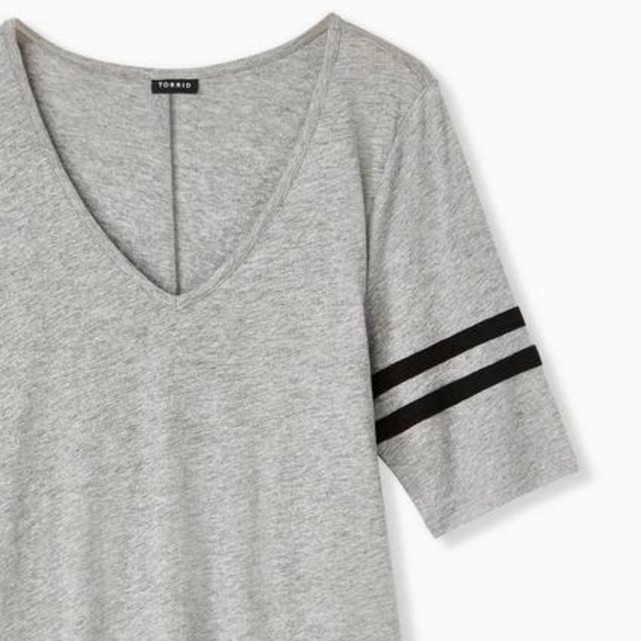 Torrid Slim Fit Heritage Slub V-Neck Tunic Tee - Picture 3 of 5